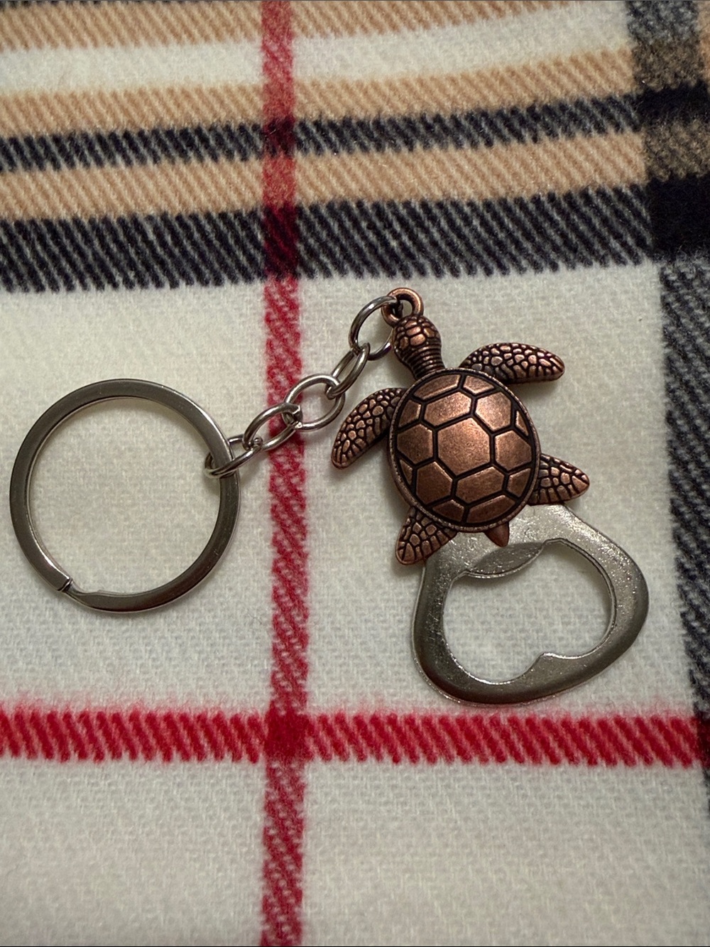 Turtle Bottle Opener Keychain in Antique Copper